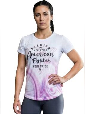 American Fighter LA Sierra SS Women's  Tee in White/Pink Size Small